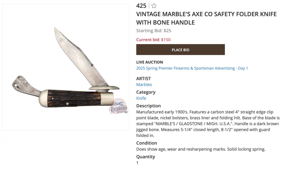 Folding Knife Richmond Auction